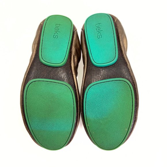 TIEKS Metallic Bronze & Turquoise Leather Foldable Ballet Flats Size 7 - Picture 10 of 16